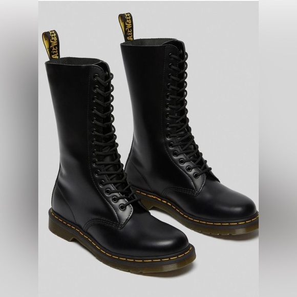 DR MARTENS BLACK 1914 SMOOTH LEATHER HIGH LACE UP BOOTS SIZE 7 NWOB - Picture 12 of 12